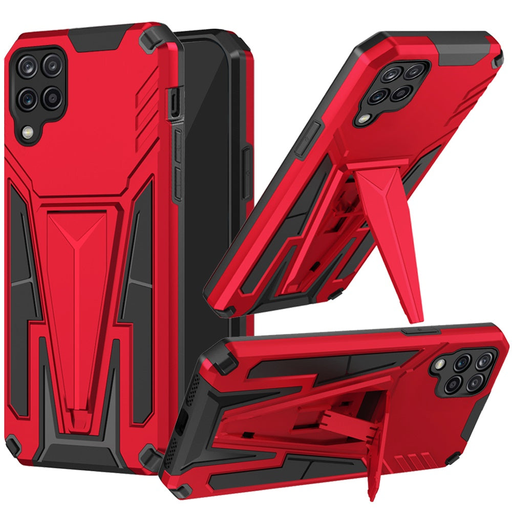 For Samsung Galaxy A12 5G Heavy Duty Protection Hybrid Built-in Kickstand Rugged Shockproof Military Grade Dual Layer Full Body Phone Case Cover