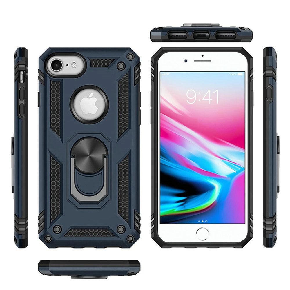For Apple iPhone SE 3 (2022) SE/8/7 Hybrid Armor Durable Dual Layer with 360 Degree Rotatable Ring Stand Holder Kickstand Phone Case Cover