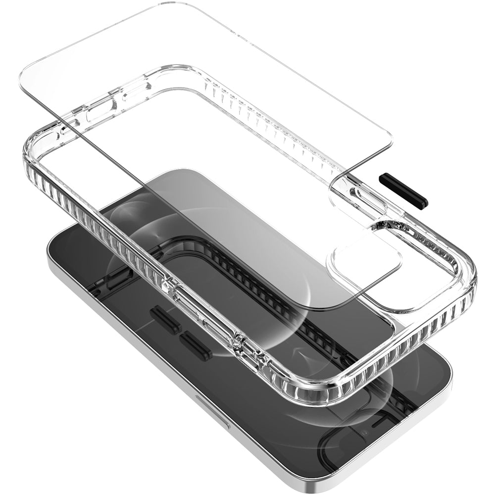 For Apple iPhone 11 (6.1") Crystal Transparent Rugged Shockproof Hybrid PC+TPU Colorful Buttons Military Grade Back Clear Phone Case Cover
