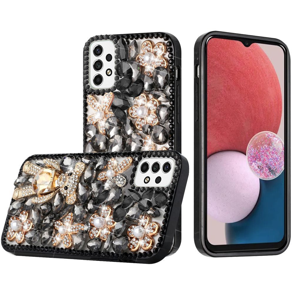 For Samsung Galaxy A13 4G Bling Clear Crystal 3D Full Diamonds Luxury Sparkle Transparent Rhinestone Hybrid Protective Phone Case Cover