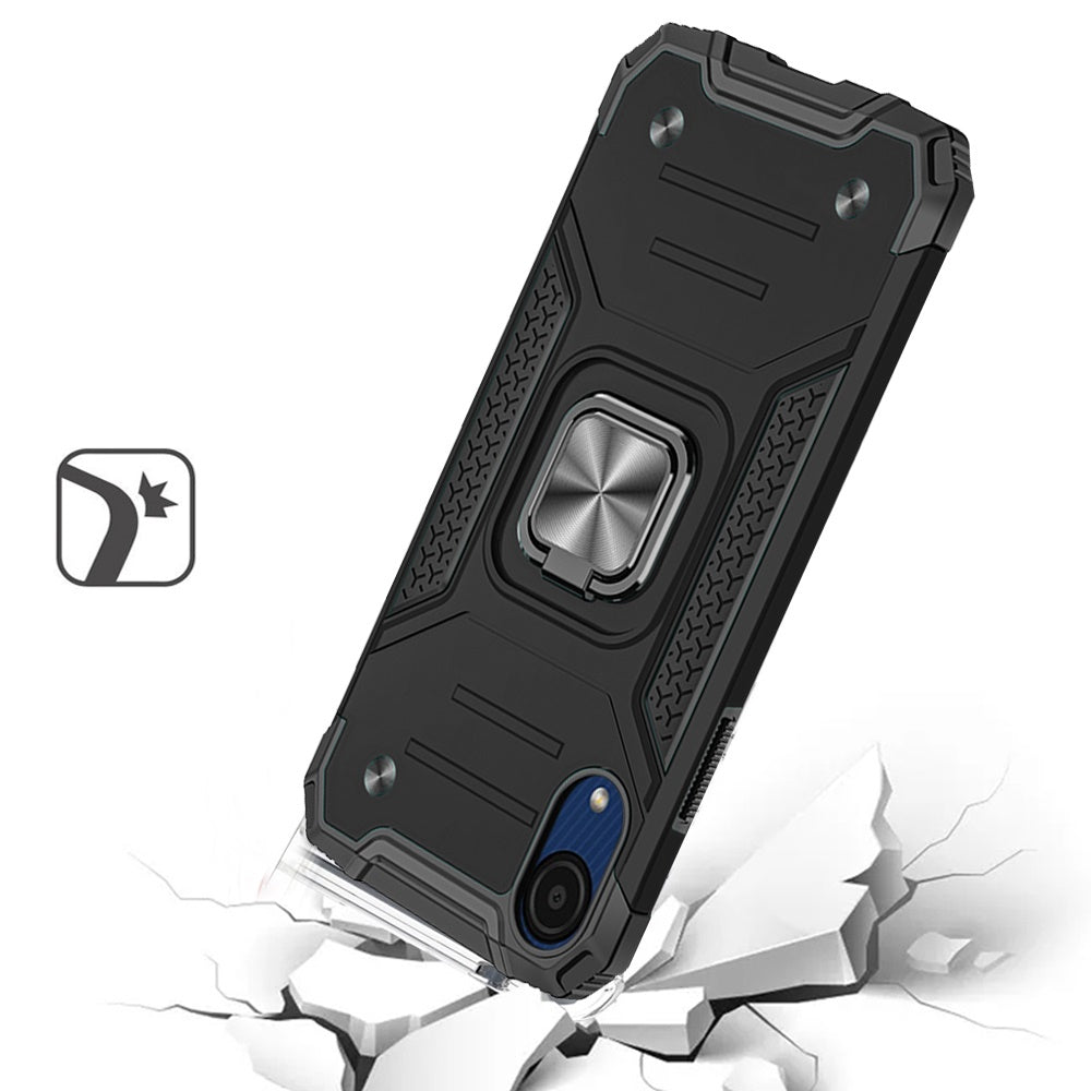 For Samsung A03 Core Armor Hybrid with Ring Stand Holder Kickstand Shockproof Heavy-Duty Durable Rugged Dual Layer Phone Case Cover