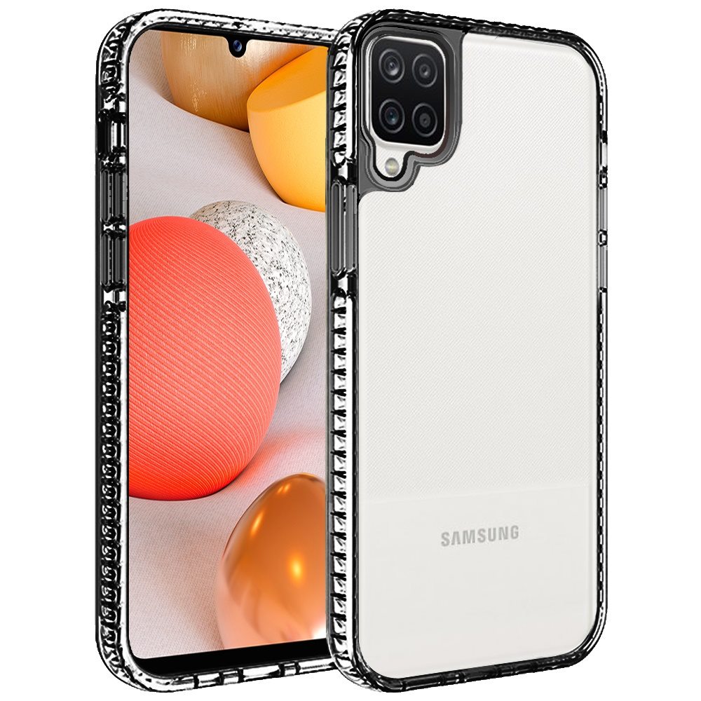 For Samsung Galaxy A42 5G Crystal Transparent Rugged Shockproof Hybrid PC+TPU Colorful Buttons Military Grade Protection Back Phone Case Cover