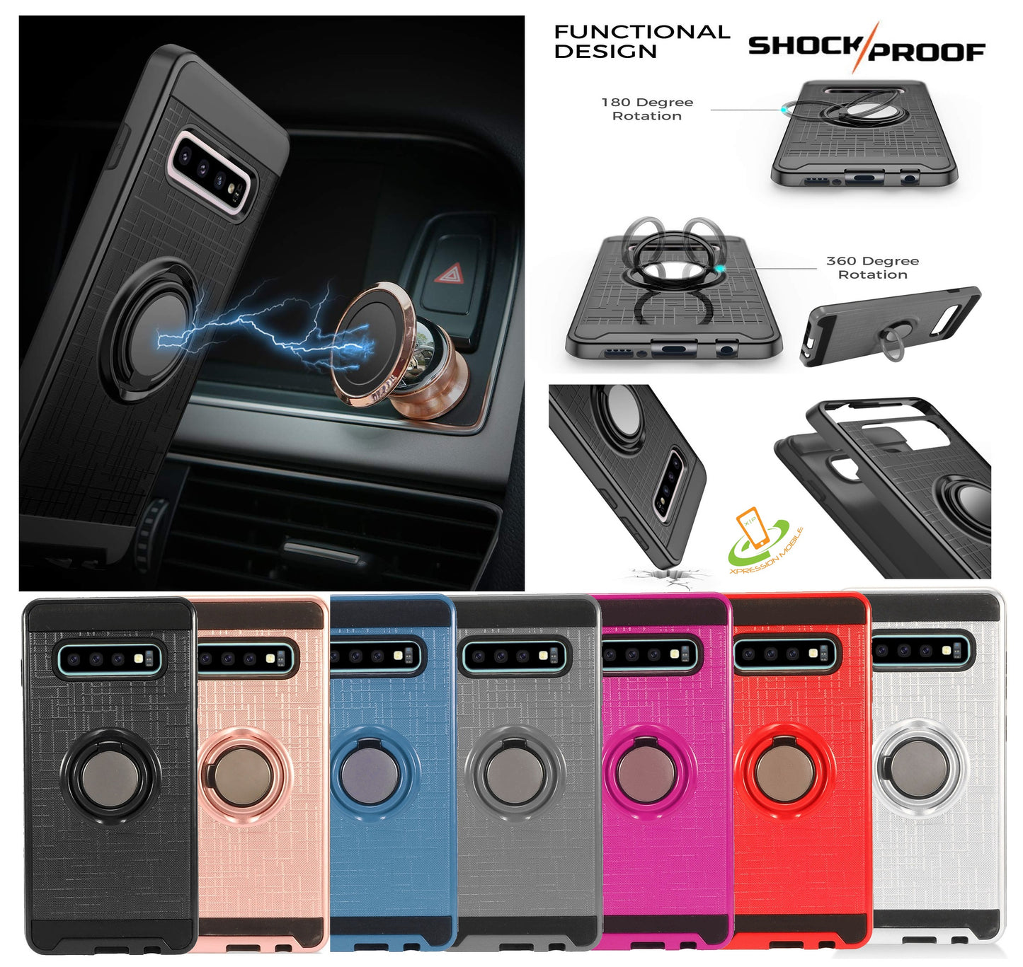For Samsung Galaxy A03S Hybrid 360° Ring Armor Shockproof Dual Layers Holder with Ring Stand for Magnetic Car Mount Phone Case Cover