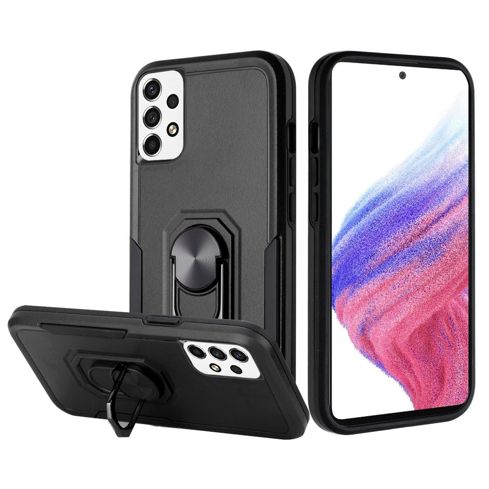 For Samsung Galaxy A53 5G Hybrid Rugged Hard Drop-Proof 3 Layer Protection Military Grade Armor with Metal Ring Stand Phone Case Cover