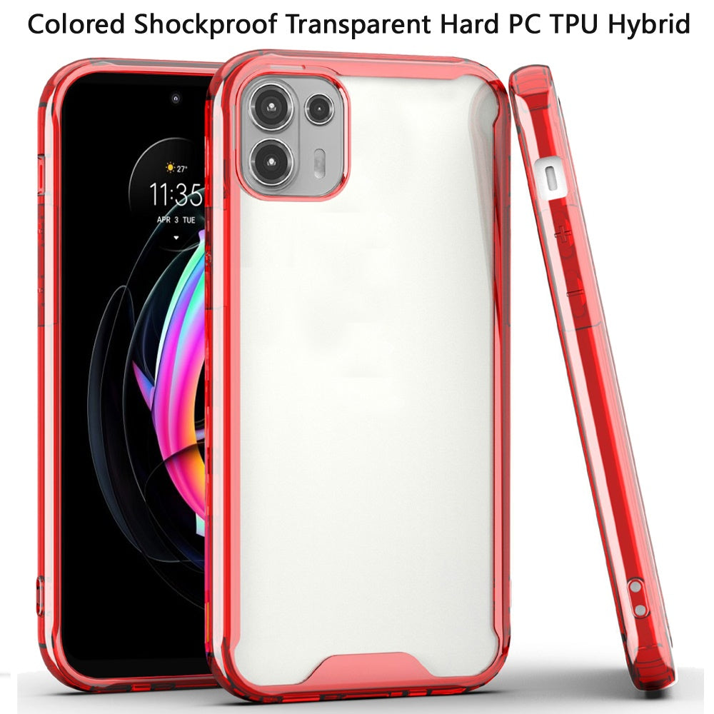 For Motorola Edge 20 Lite Colored Shockproof Transparent Hard PC + Rubber TPU Hybrid Bumper Shell Ultra Thin Slim Protective Phone Case Cover
