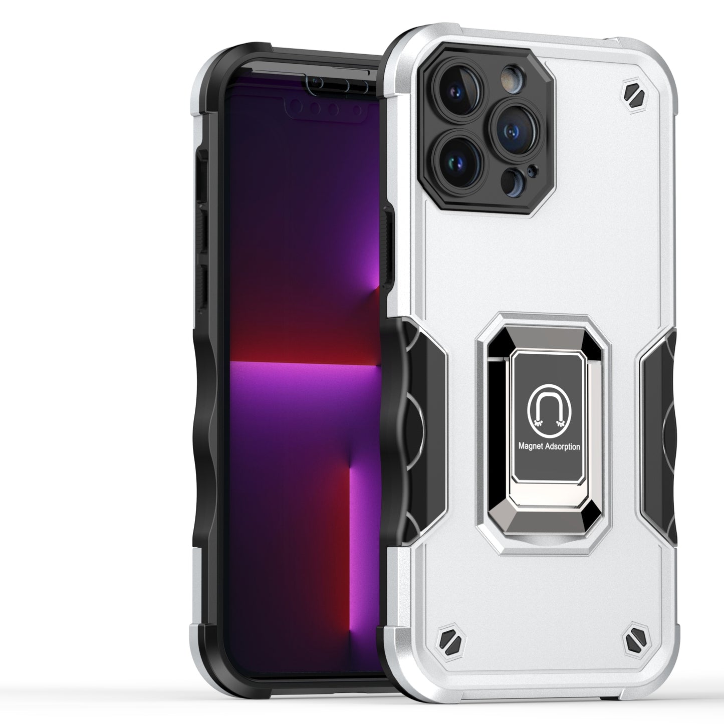 For Apple iPhone 11 (6.1") Hybrid Cases with Magnetic Ring Holder Stand Kickstand Heavy Duty Rugged Silicone Shockproof Phone Case Cover