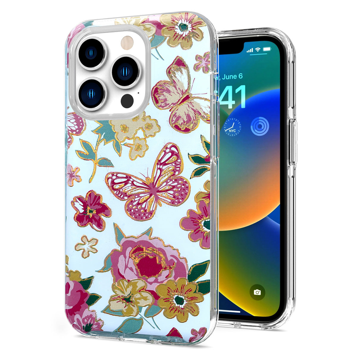 For Apple iPhone 13 Pro Max (6.7") Stylish Gold Layer Design Hybrid Rubber Hard PC Shockproof Armor Rugged Slim Phone Case Cover