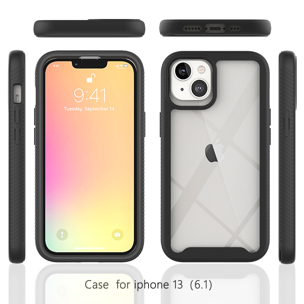 For Apple iPhone 13 /Pro Max Mini Hybrid Clear Shockproof Dual Layer Protection Hard Rugged PC and Soft TPU Silicone Bumper Frame Back Phone Case Cover