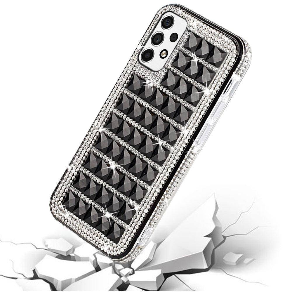 For Samsung Galaxy A33 5G Luxury 3D Bling Diamonds Rhinestone Jeweled Shiny Crystal Hybrid TPU Bumper Hard PC Phone Case Cover