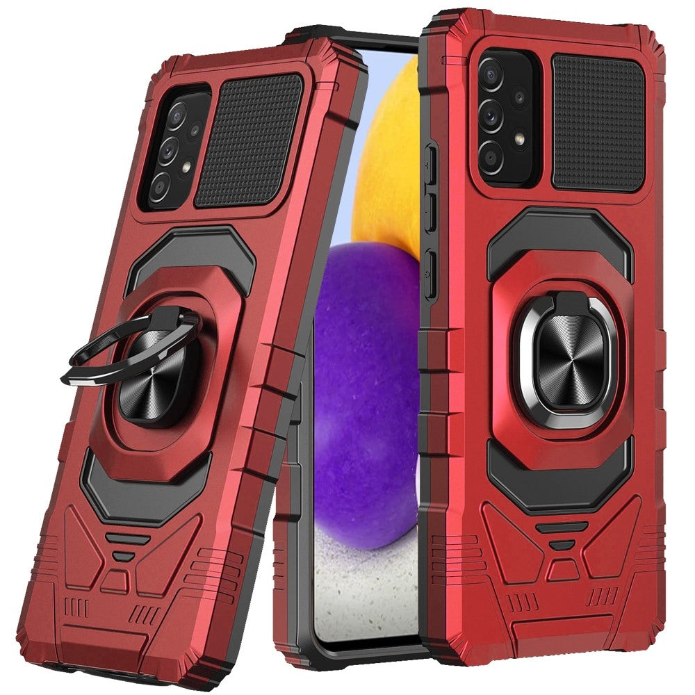 For Samsung Galaxy A73 5G Hybrid Dual Layer with Rotate Magnetic Ring Stand Holder Kickstand, Rugged 2in1 Shockproof Phone Case Cover