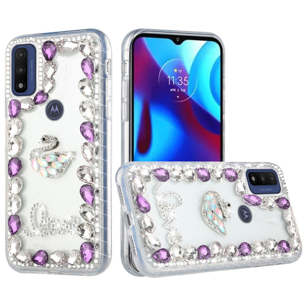 For Motorola Moto G Power 2022 Bling Clear Crystal 3D Full Diamonds Luxury Sparkle Transparent Rhinestone Hybrid Bumper Phone Case Cover