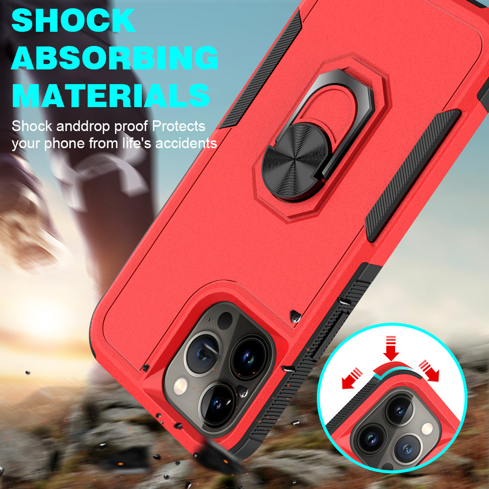 For Samsung Galaxy A53 5G Hybrid Rugged Hard Drop-Proof 3 Layer Protection Military Grade Armor with Metal Ring Stand Phone Case Cover