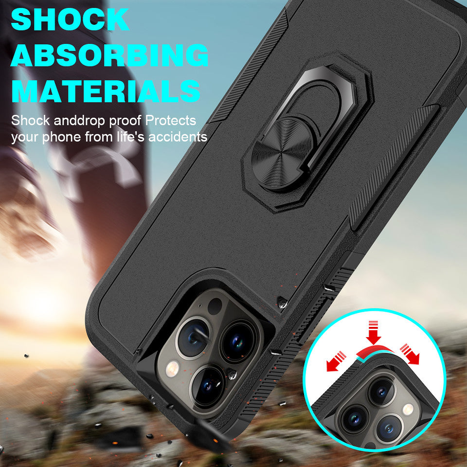 For Samsung Galaxy A03S Ring Holder Stand, Support Magnetic Car Mount, Hard TPU Hybrid Shockproof Phone Case Cover