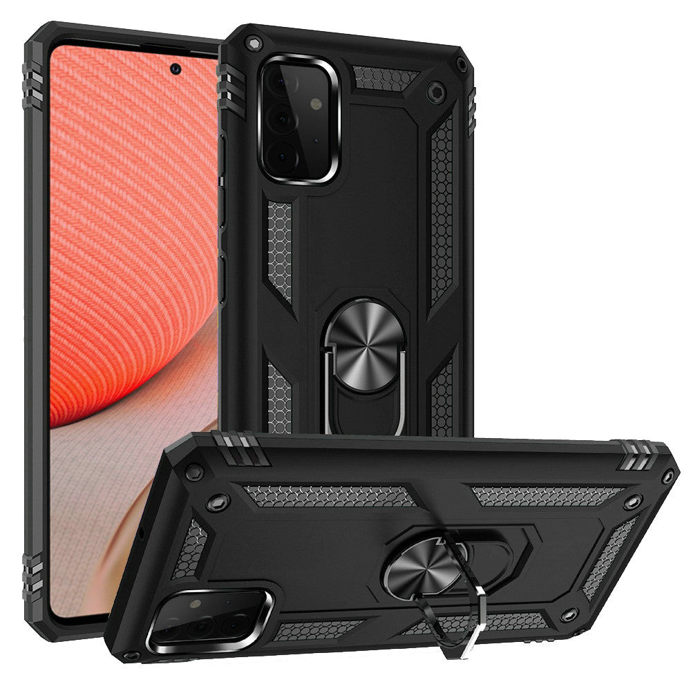 For Samsung Galaxy A71 5G Military Grade Heavy Duty Rugged Dual Layers Full Body Shockproof Hybrid Protection with Ring Kickstand Phone Case Cover