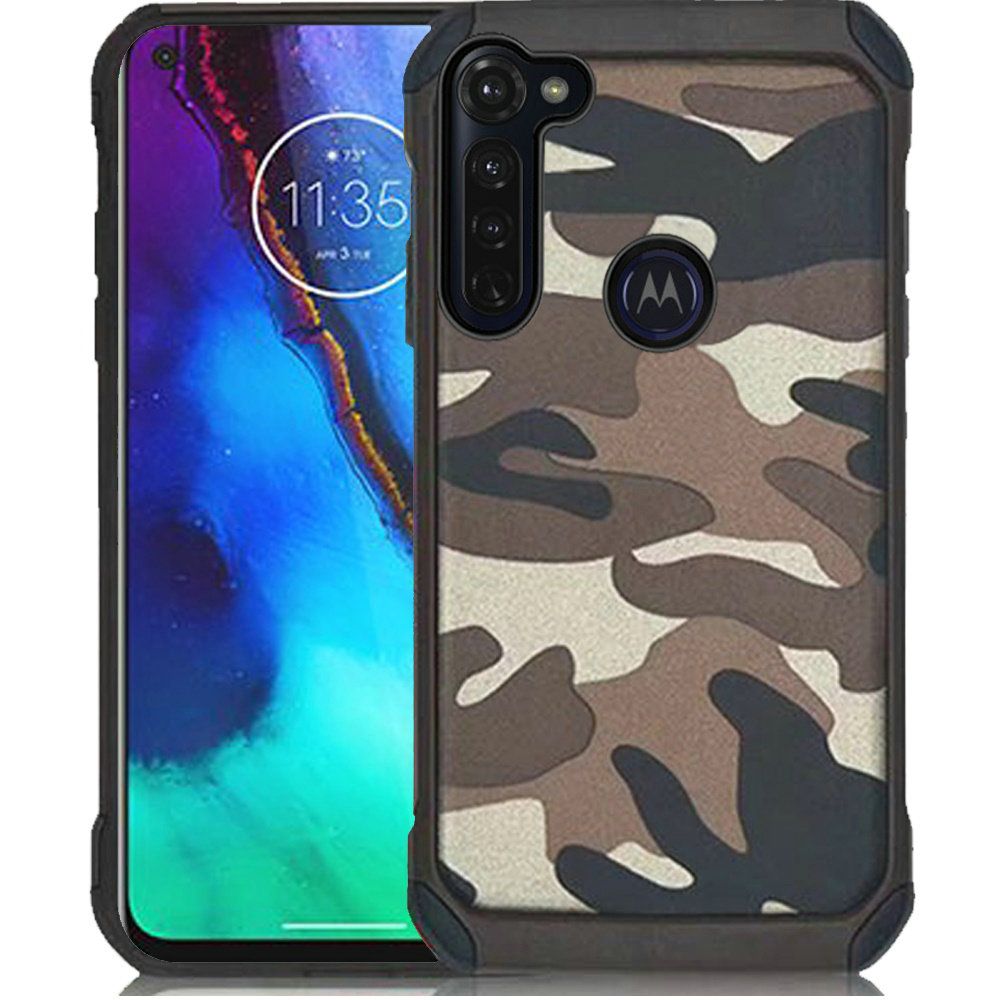 For Apple iPhone 13 Pro Max (6.7") Shockproof Slim Hybrid Silicone Camouflage Camo Design Dual Layer Rubberized TPU Hard Shell Armor Phone Case Cover