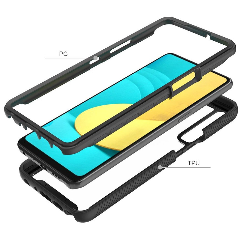 For Samsung Galaxy A13 5G Clear Dual Layer Rugged Bumper Frame Heavy Duty Hybrid Shockproof Rubber TPU Full Body Defender Phone Case Cover