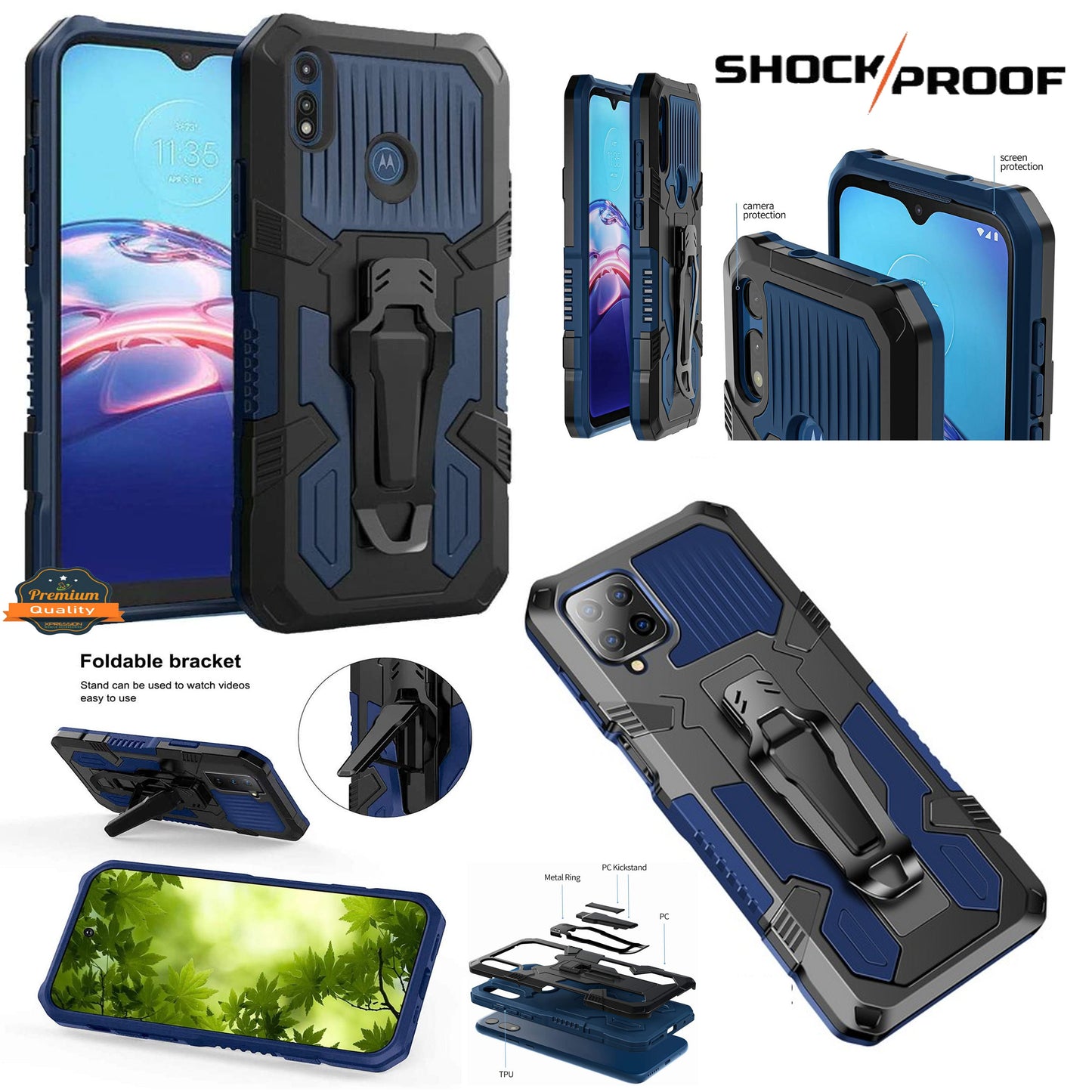 For Samsung Galaxy A03S Hybrid Heavy Duty Protection Shockproof Defender with Belt Clip and Kickstand Dual Layer Shell Phone Case Cover
