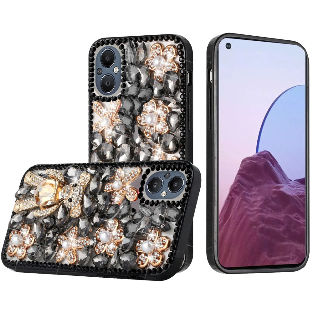 For OnePlus Nord N20 5G Bling Clear Crystal 3D Full Diamonds Luxury Sparkle Transparent Rhinestone Hybrid Protective Phone Case Cover
