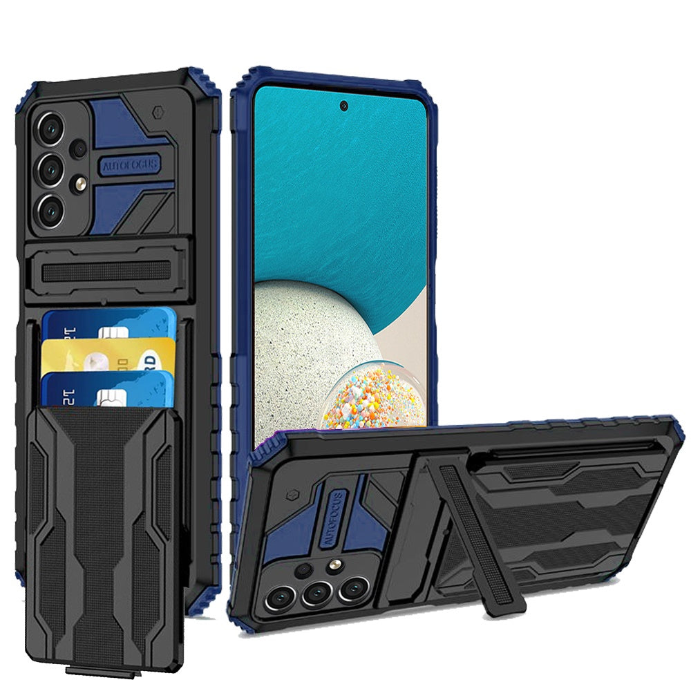 For Samsung Galaxy A53 5G Wallet Credit Card Holder ID Slot Hidden Back Pocket with Kickstand Dual Layer Armor Hard Hybrid Phone Case Cover