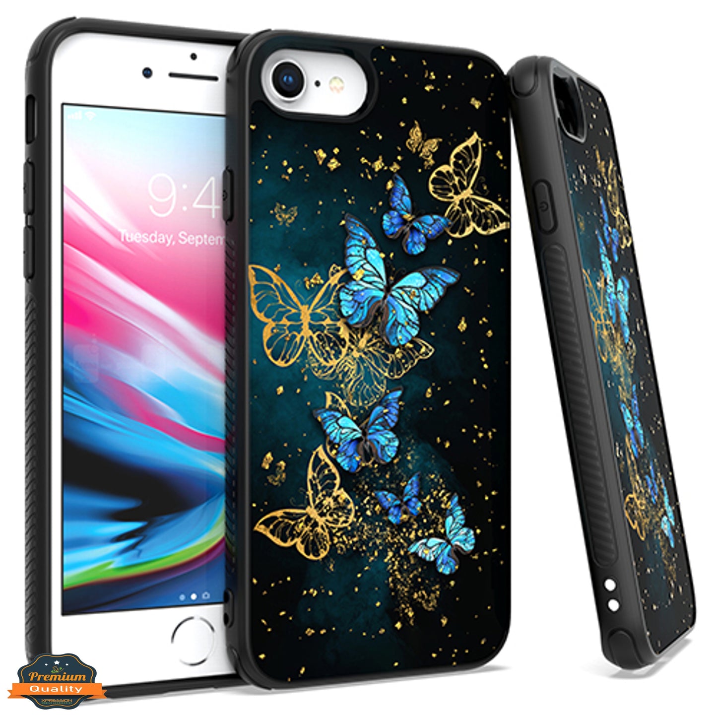 For Apple iPhone SE 3 (2022) SE/8/7 Marble Fashion Stone Stylish Flake Glitter Bling Hybrid Slim Glossy TPU Rubber Hard Phone Case Cover