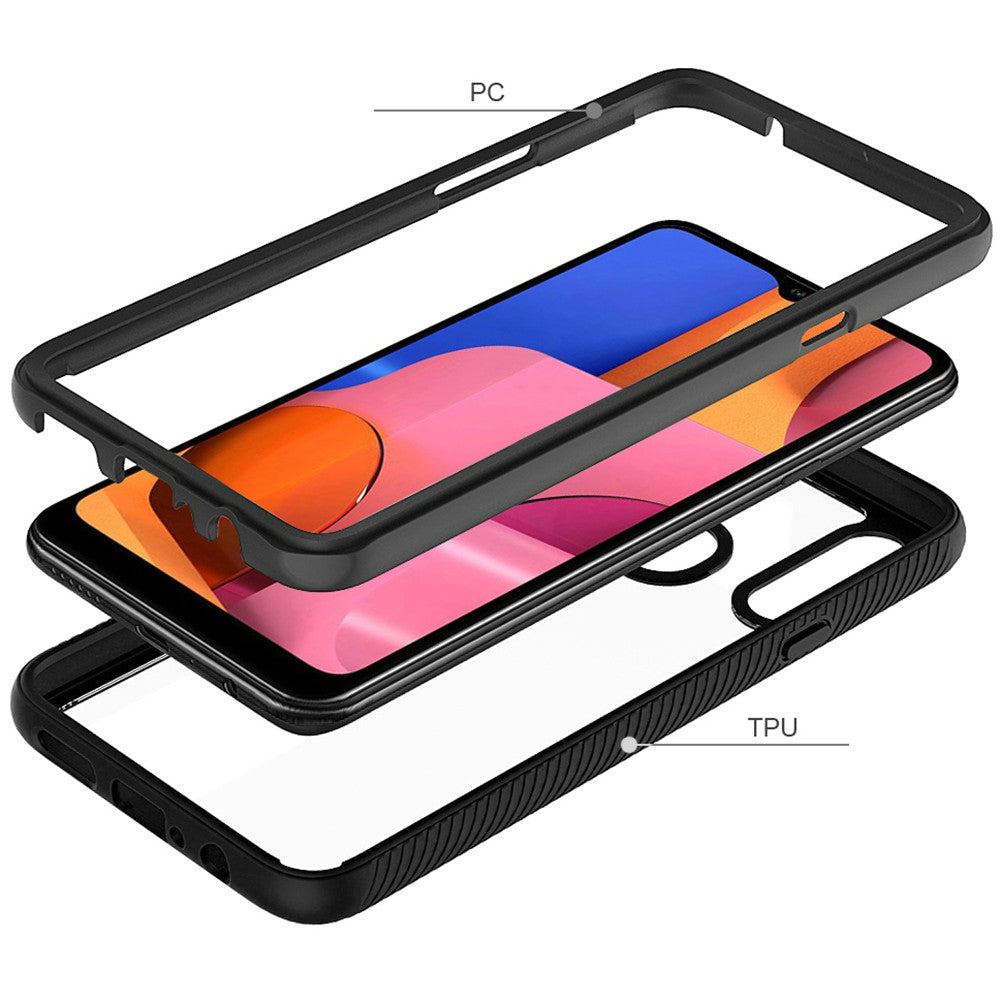 For Samsung Galaxy A02s Clear Dual Layer Rugged Bumper Frame Heavy Duty Hybrid Shockproof Rubber TPU Full Body Defender Phone Case Cover