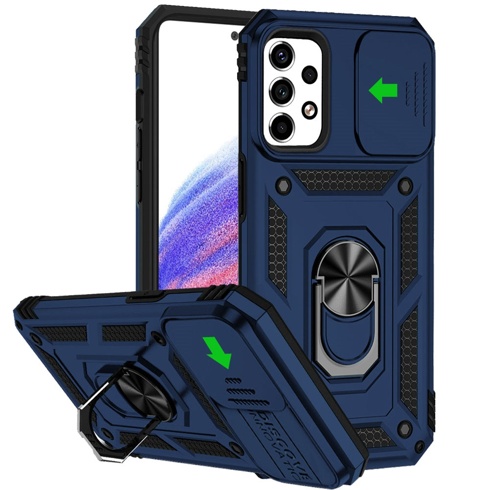 For Samsung Galaxy A53 5G Case with Stand, Camera Lens Protection & 360° Rotate Ring Kickstand, Shockproof, Edge Bumper Phone Case Cover