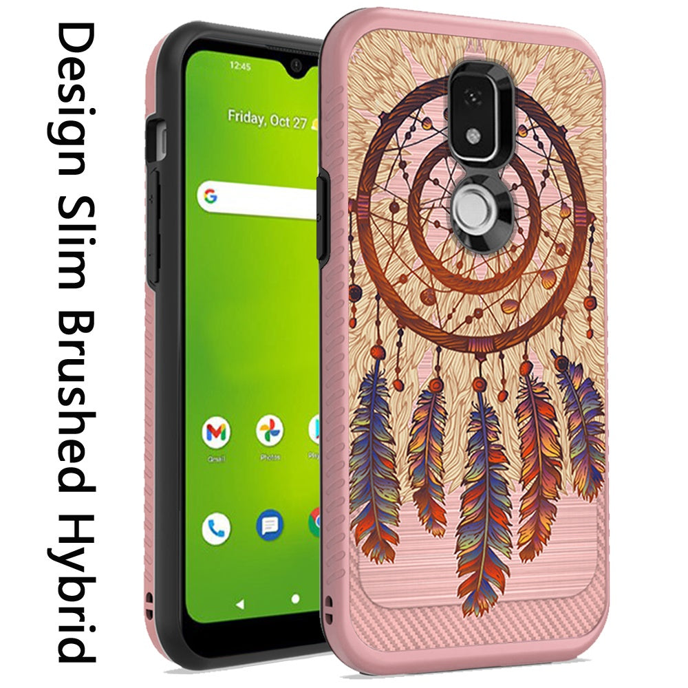 For Cricket Icon 3 (2021) Cute Design Printed Pattern Fashion Brushed Texture Shockproof Dual Layer Hybrid Slim Protective Had PC + TPU Rubber Phone Case Cover