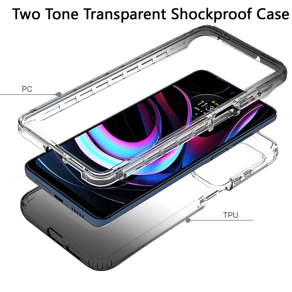 For Motorola Edge 2021 Dual Layer Hybrid Clear Gradient Two Tone Transparent Shockproof Rubber TPU Hard Protective Frame Phone Case Cover