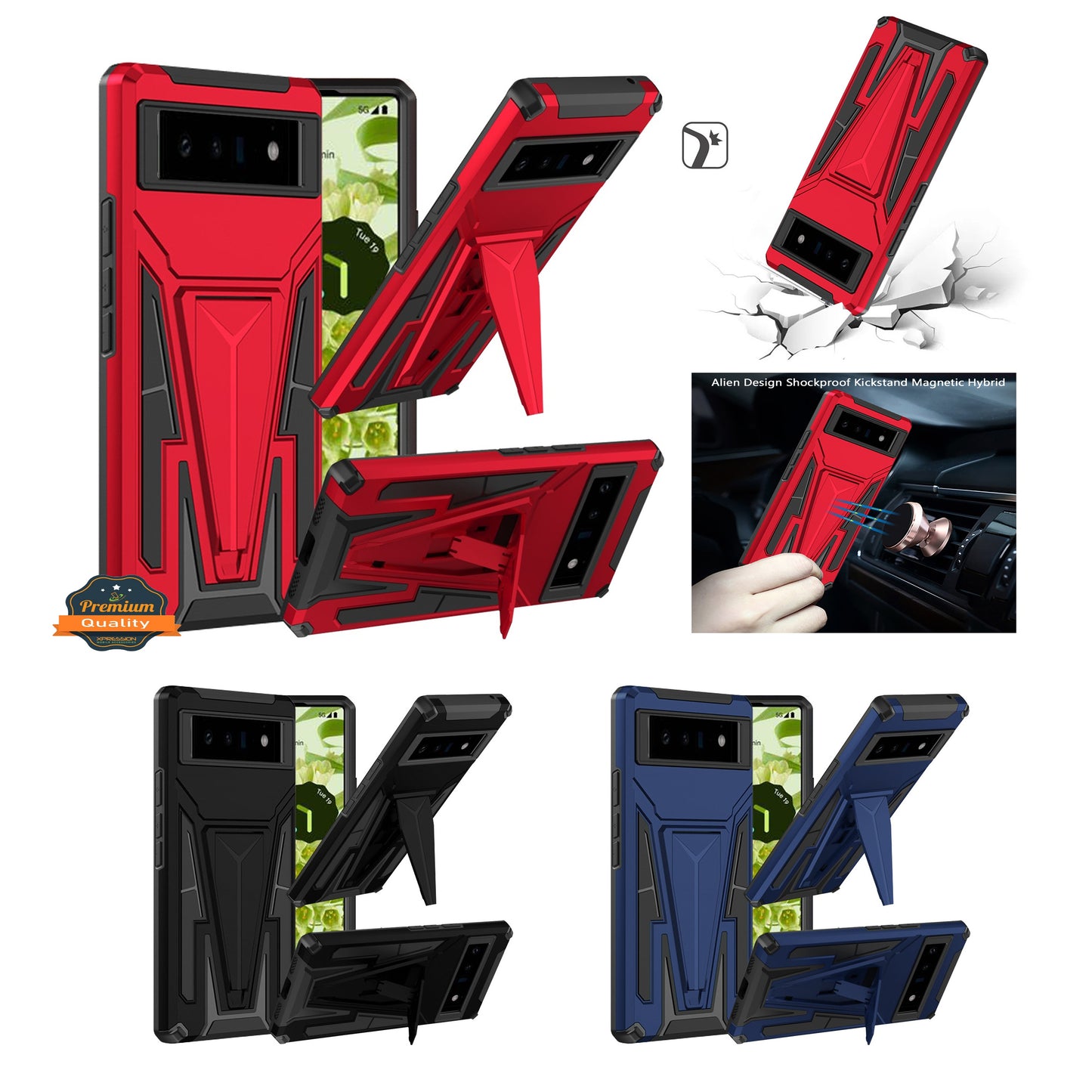 For Samsung Galaxy A02S Heavy Duty Protection Hybrid Built-in Kickstand Rugged Shockproof Military Grade Dual Layer Full Body Phone Case Cover