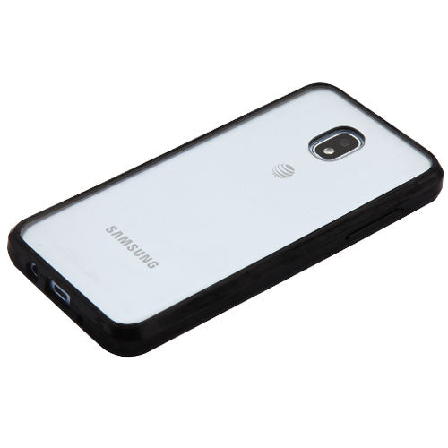 For Samsung Galaxy J3 V /J3 3rd Gen /Galaxy Express Prime 3 Slim Fit Hybrid Transparent Rubber Gummy Hard PC Silicone Clear Black Phone Case Cover