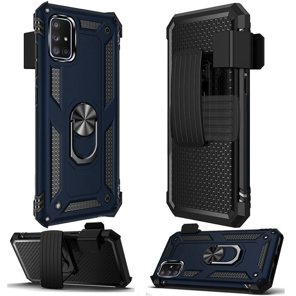 For Samsung Galaxy A71 5G with Belt Clip Holster Ring Stand Holder, Military Grade Fit for Magnetic Car Mount Shockproof Hybrid Rugged Phone Case Cover