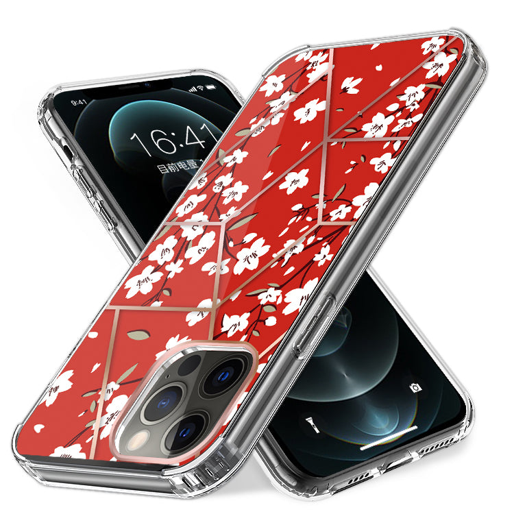 For Apple iPhone 11 (6.1") Fashion Art Floral IMD Design Beautiful Flower Pattern Hybrid Protective Hard TPU Phone Case Cover