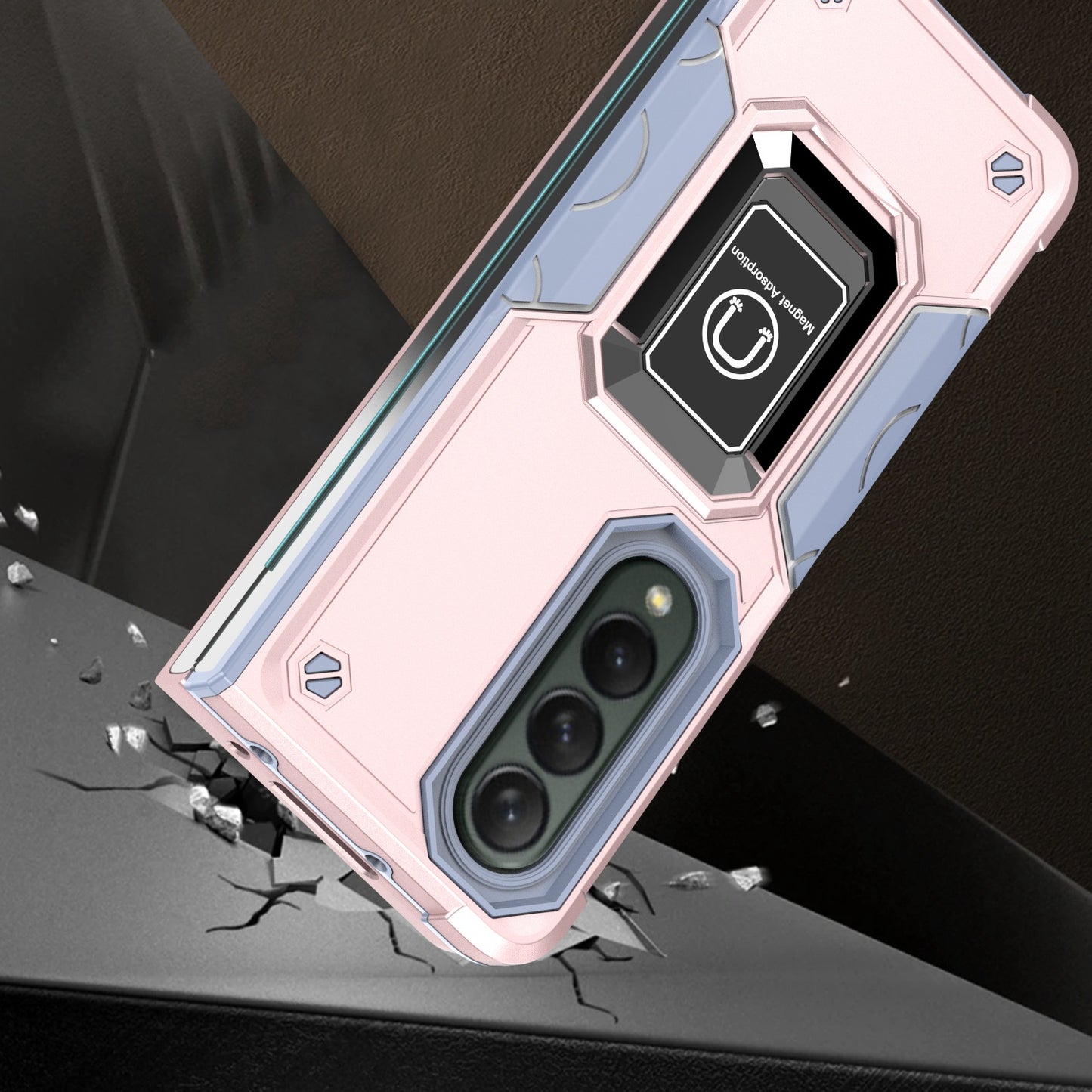 For Samsung Galaxy Z Fold 4 5G Hybrid Cases with Magnetic Ring Holder Kickstand Heavy Duty Rugged Silicone Shockproof Phone Case Cover
