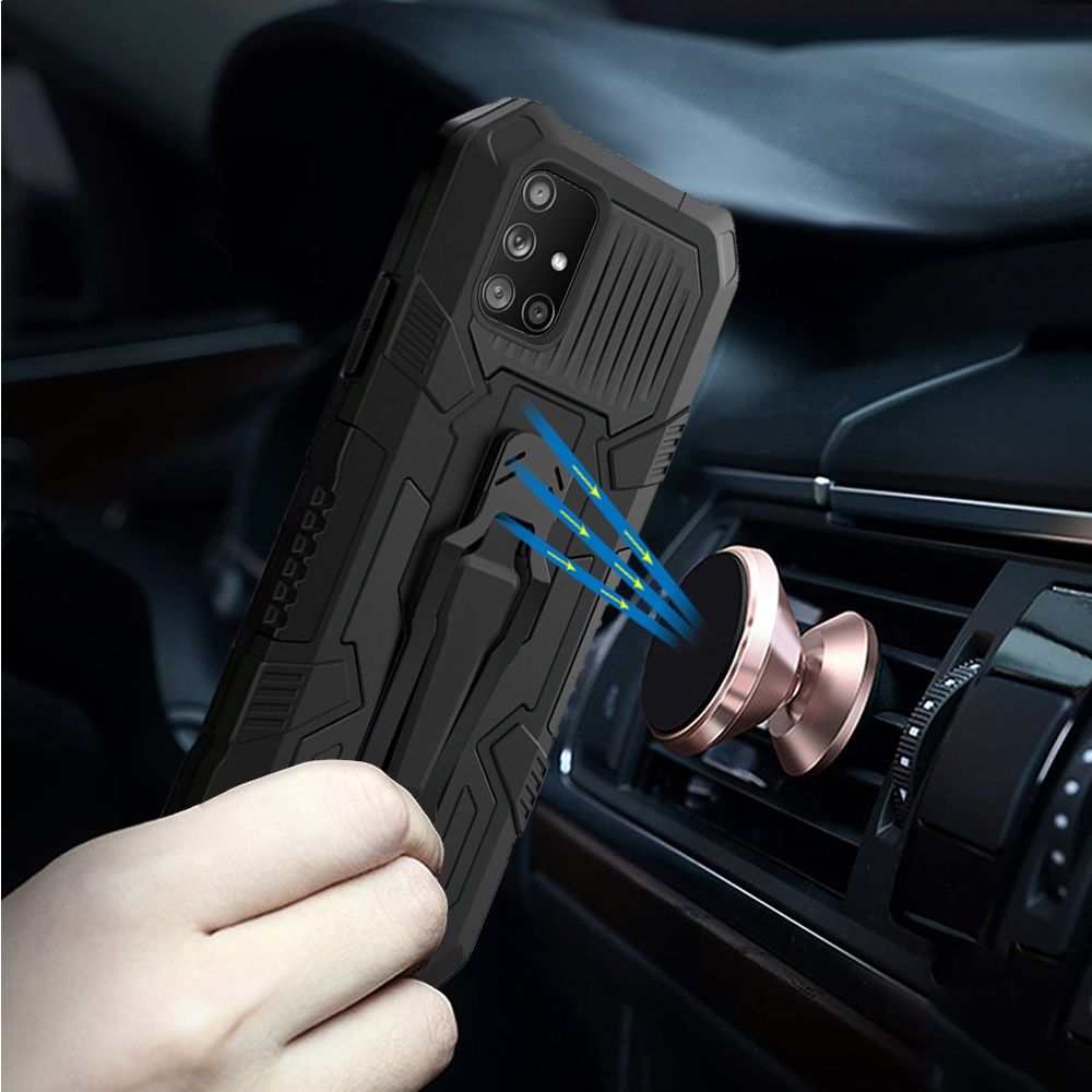 For Samsung Galaxy A71 5G Rugged Heavy Duty Dual Layers Hybrid Shockproof Shell with Built in Metal Clip Holder & Kickstand Phone Case Cover