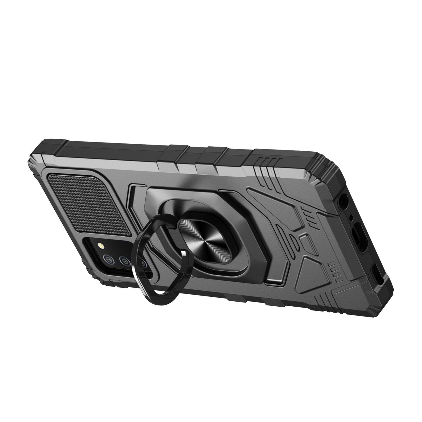 For Samsung Galaxy A02S Hybrid Dual Layer with Rotate Magnetic Ring Stand Holder Kickstand, Rugged Shockproof Anti-Scratch Protective Phone Case Cover