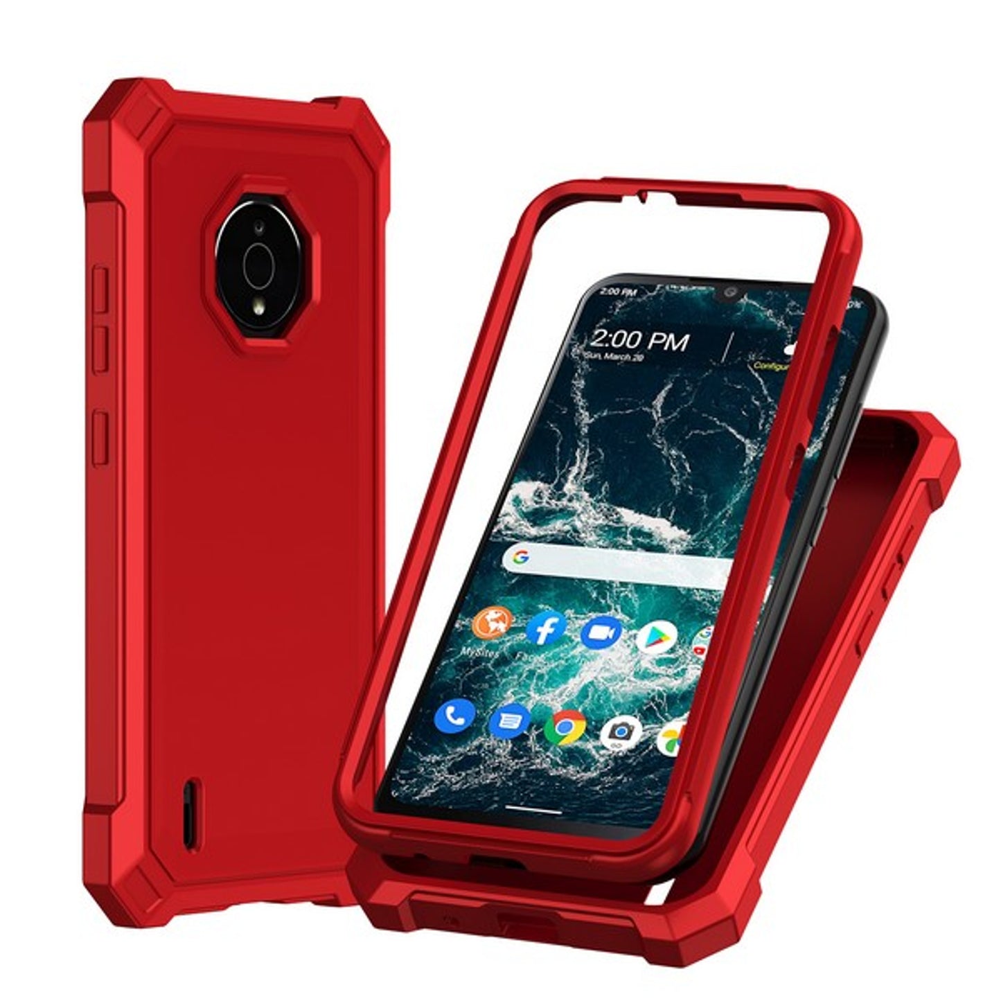 For Nokia C200 Hybrid 2in1 Front Bumper Frame Cover Square Edge Shockproof Soft TPU + Hard PC Anti-Slip Heavy Duty Phone Case Cover