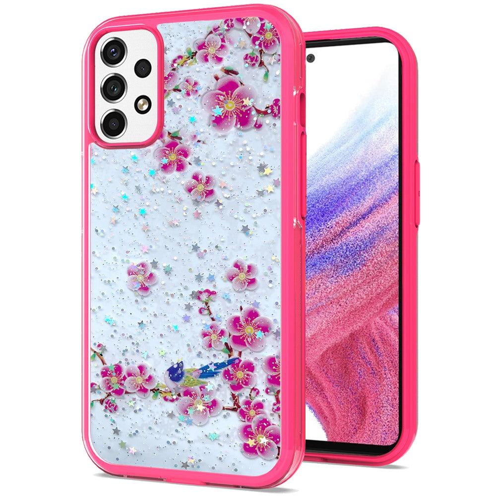 For Apple iPhone 11 (6.1") Sakura Spring Flowers Design Colorful Frame Hybrid Rubber TPU Hard PC Shockproof Rugged Slim Phone Case Cover