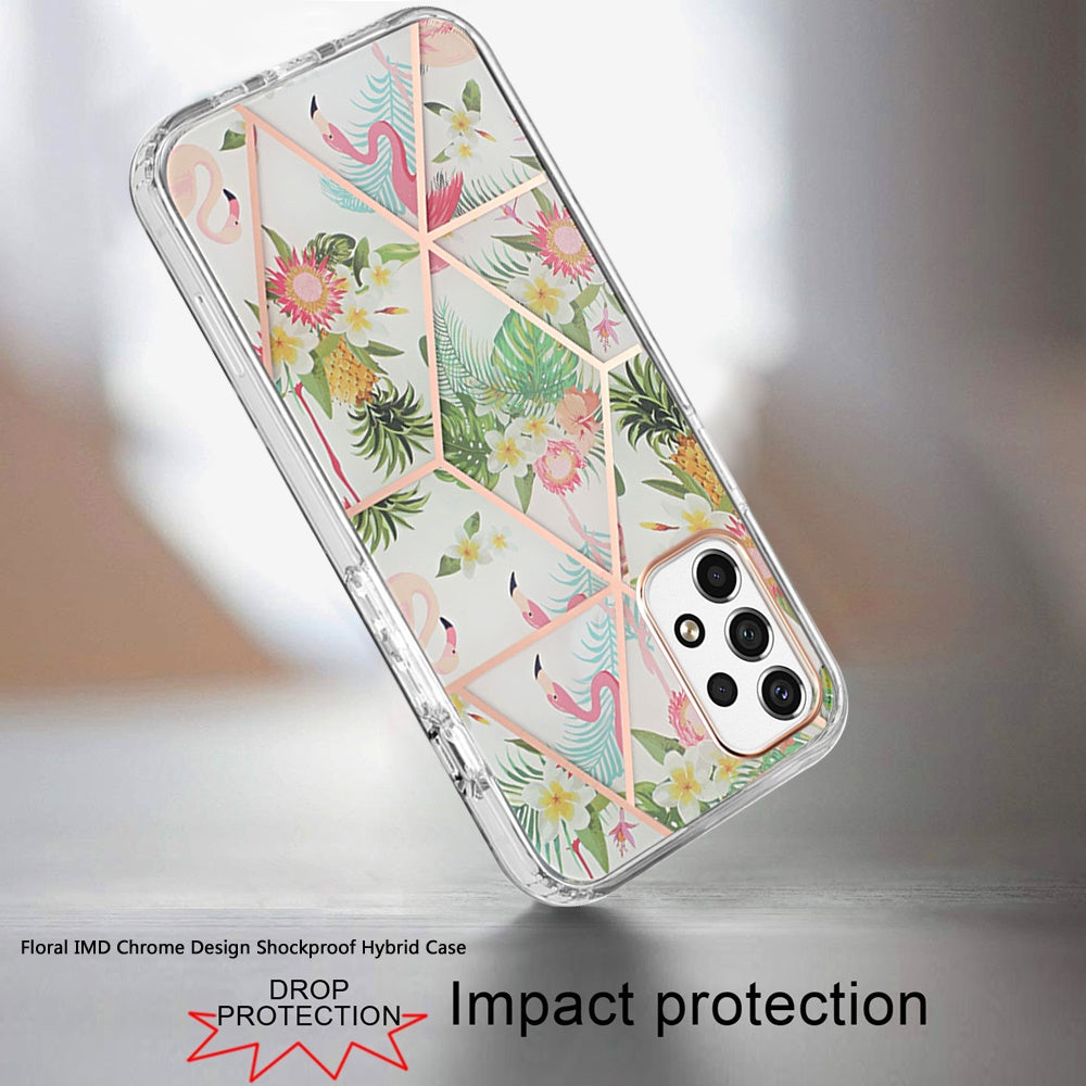 For Samsung Galaxy A33 5G Fashion Floral IMD Design Flower Pattern Hybrid Protective Hard PC Rubber TPU Slim Hard Back Phone Case Cover