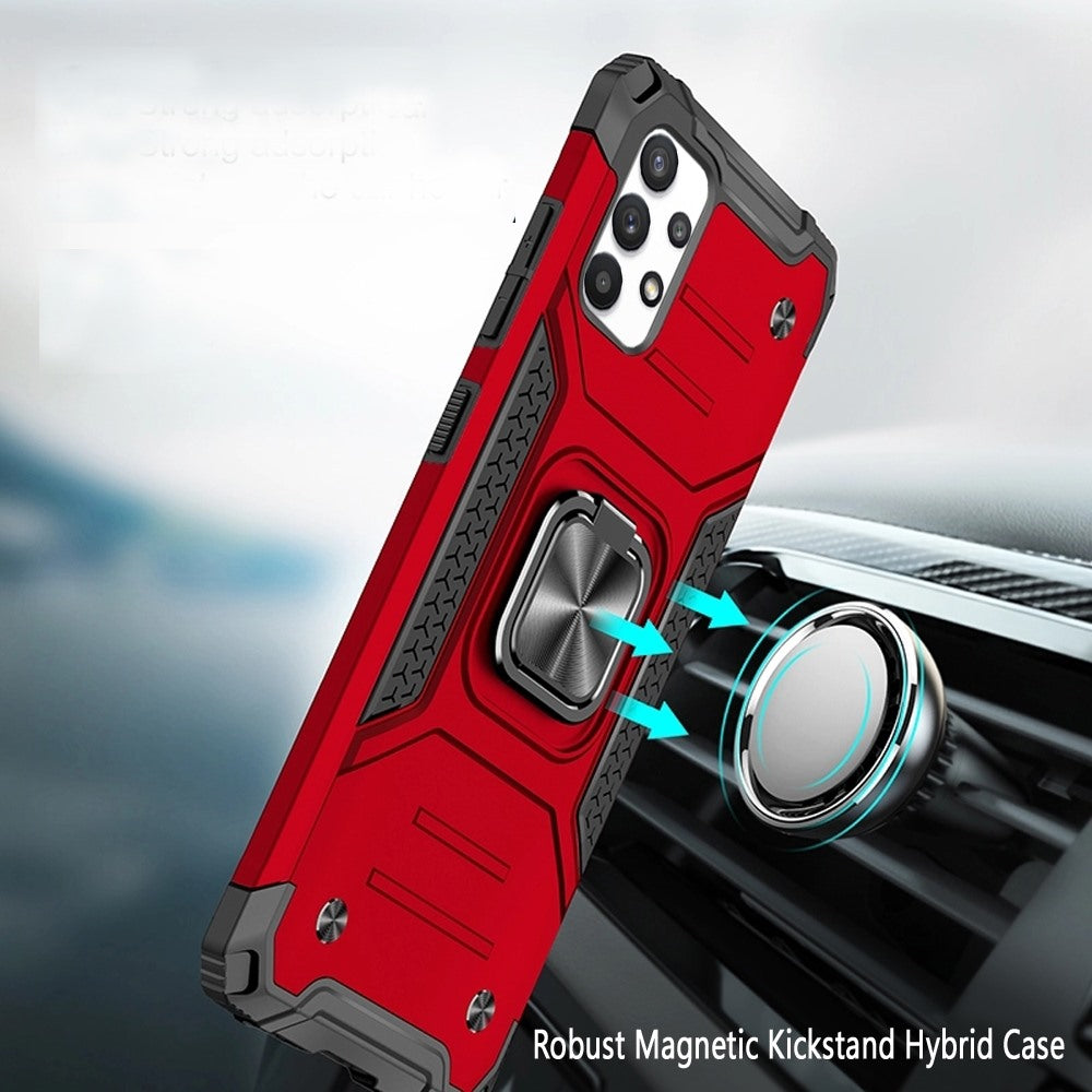 For Samsung Galaxy S20 Ultra Armor Hybrid with Ring Stand Holder Kickstand Shockproof Heavy-Duty Durable Rugged 2in1 Red Phone Case Cover