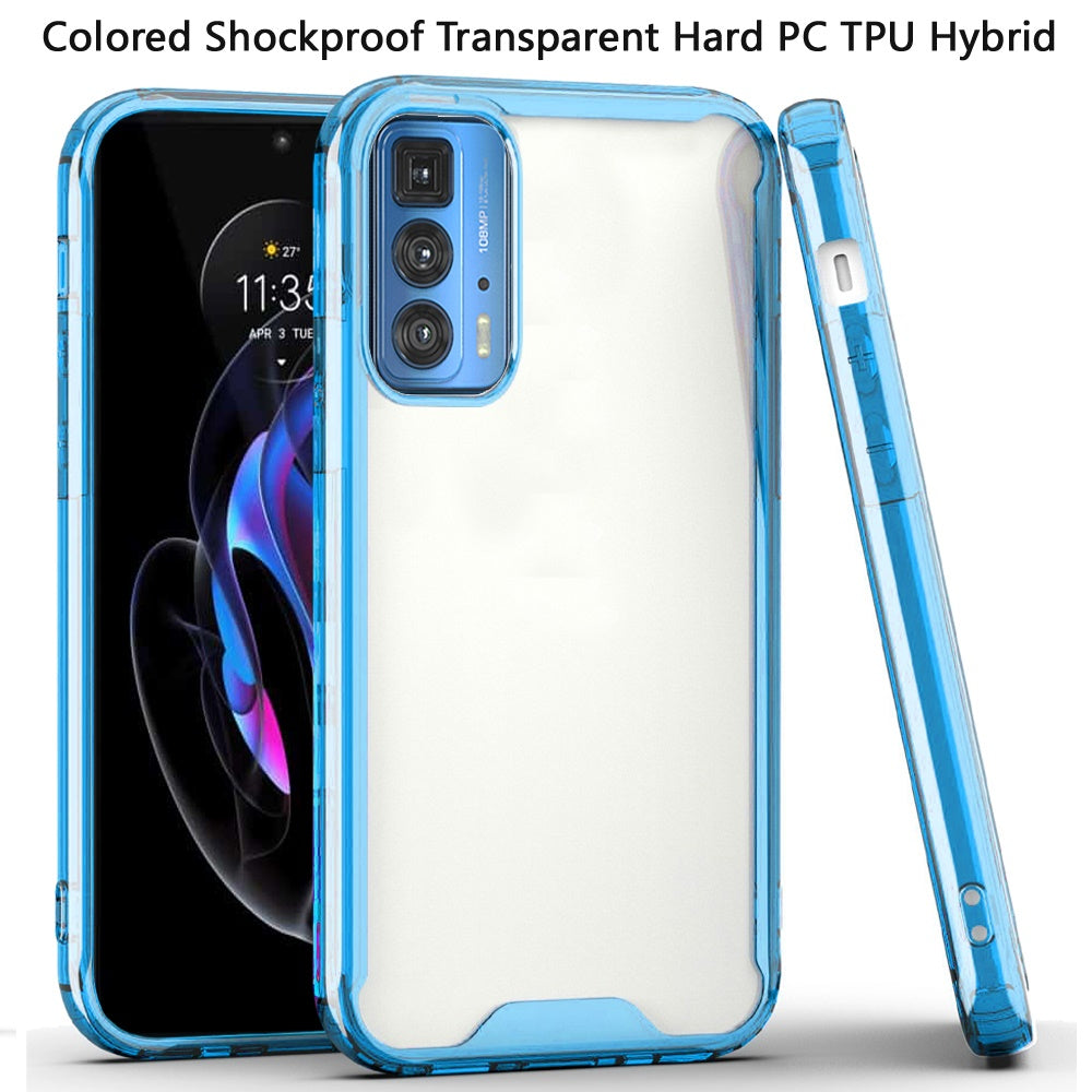 For Motorola Edge 20 Pro Colored Shockproof Transparent Hard PC + Rubber TPU Hybrid Bumper Shell Ultra Thin Slim Protective Phone Case Cover