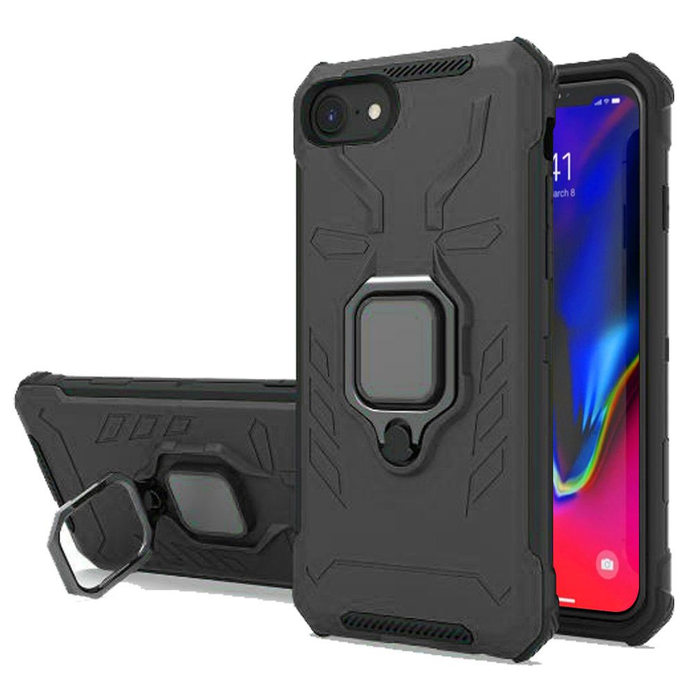 For Apple iPhone SE 2022 /SE 2020/8/7 Hybrid TPU Armor Military Protection Heavy Duty Shockproof with 360 Rotatable Ring Phone Case Cover