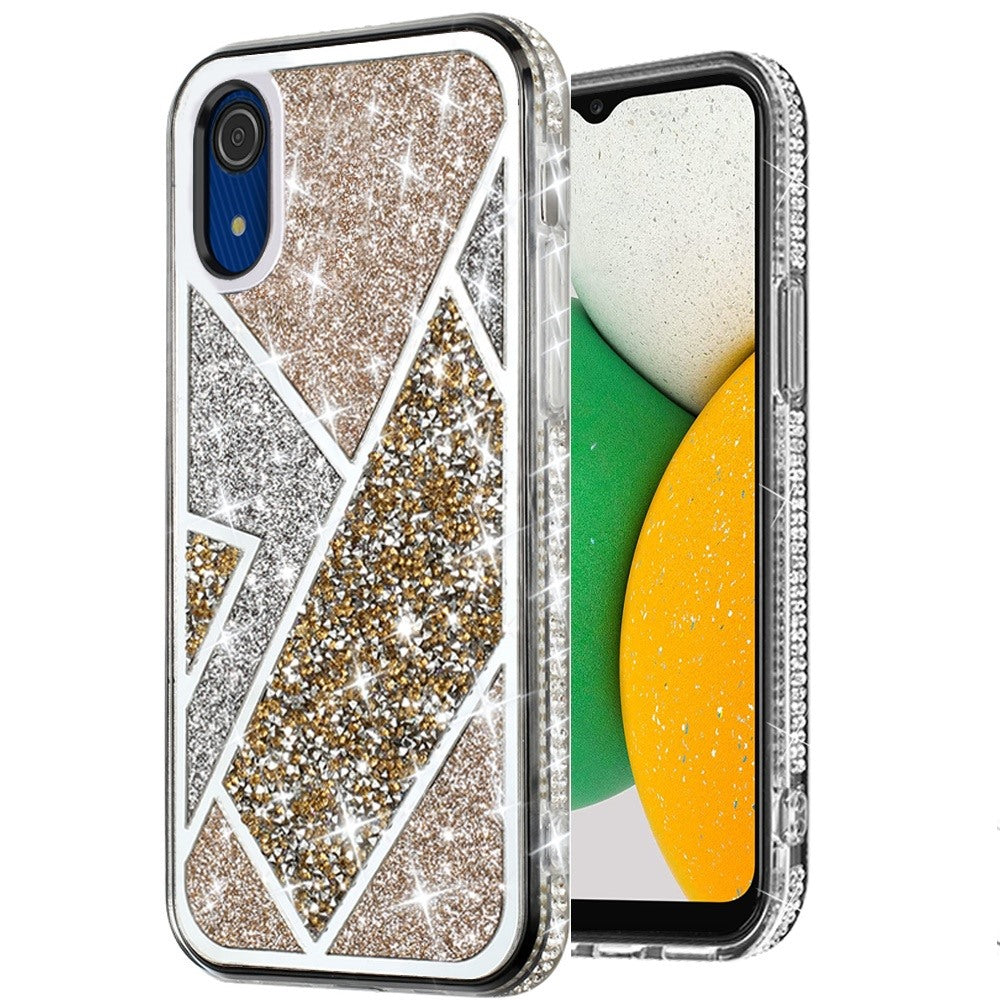 For Samsung A03 Core Glitter Bling Diamond Rhinestone Sparkly Bumper Fashion Shiny Cute Fancy Cases Hybrid Rugged PC Phone Case Cover
