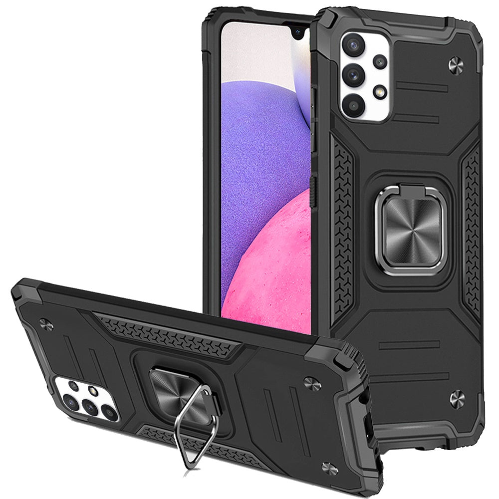 For Samsung Galaxy A33 5G Armor Hybrid with Ring Holder Kickstand Shockproof Heavy-Duty Durable Rugged Dual Layer Phone Case Cover