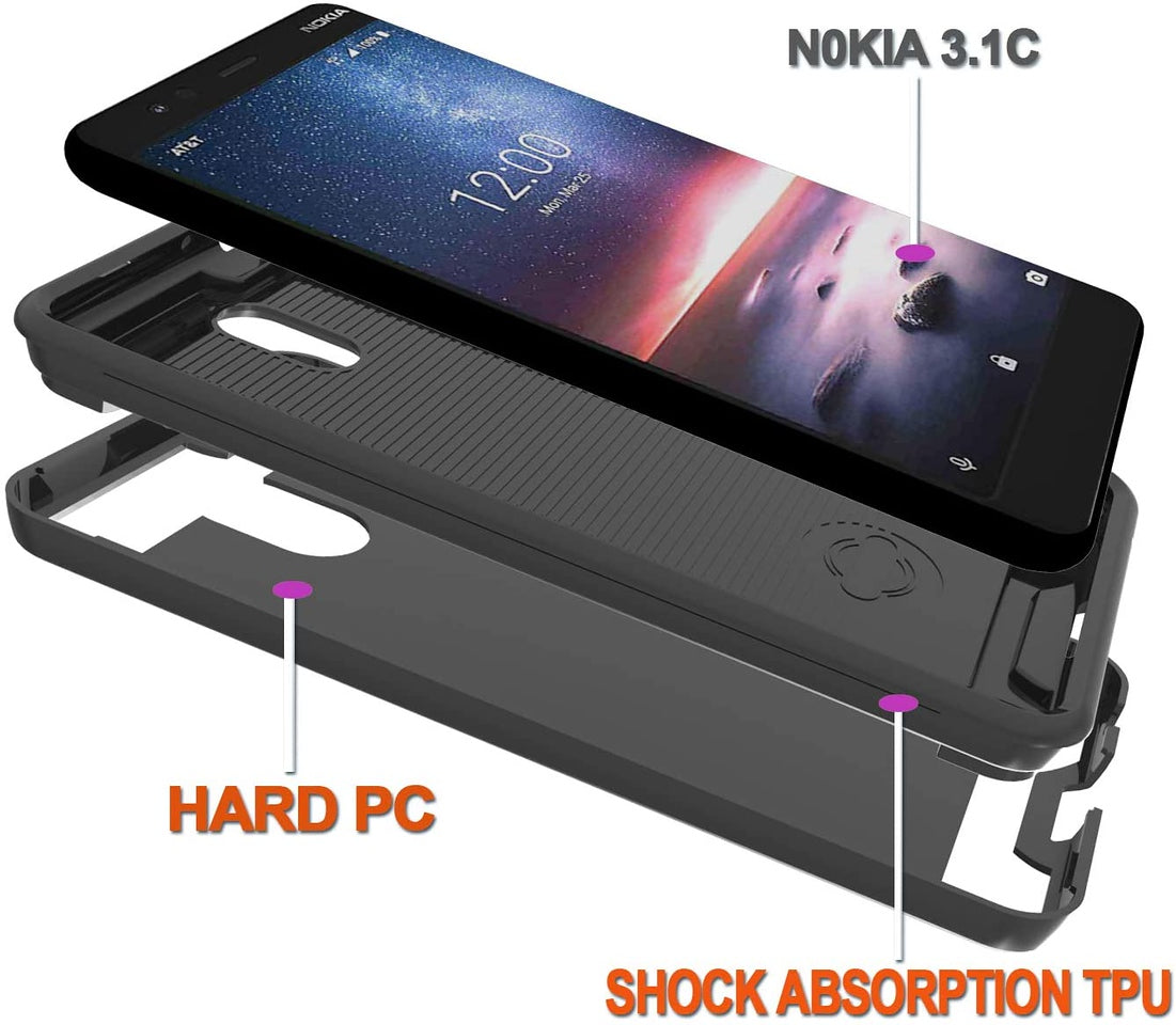 For Samsung Galaxy A03S Slim Rugged TPU + Hard PC Brushed Metal Texture Hybrid Dual Layer Defender Armor Shock Absorbing Phone Case Cover