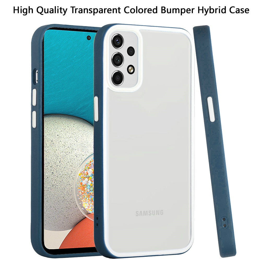 For Samsung Galaxy A53 5G Hybrid Transparent Colored Frame Bumper Hard Back Shockproof Slim TPU Silicone Protective Phone Case Cover