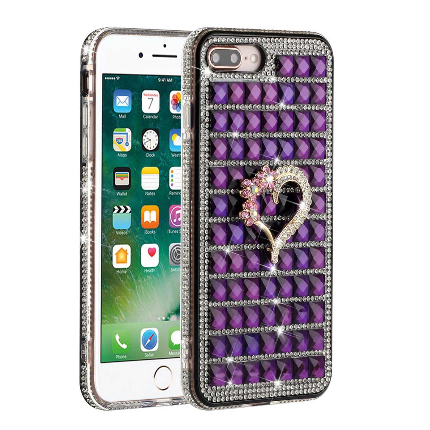 For Apple iPhone 8 Plus/7 Plus/6 Plus/6s Plus Fashion Luxury 3D Bling Diamonds Rhinestone Jeweled Ornament Shiny Crystal Phone Case Cover