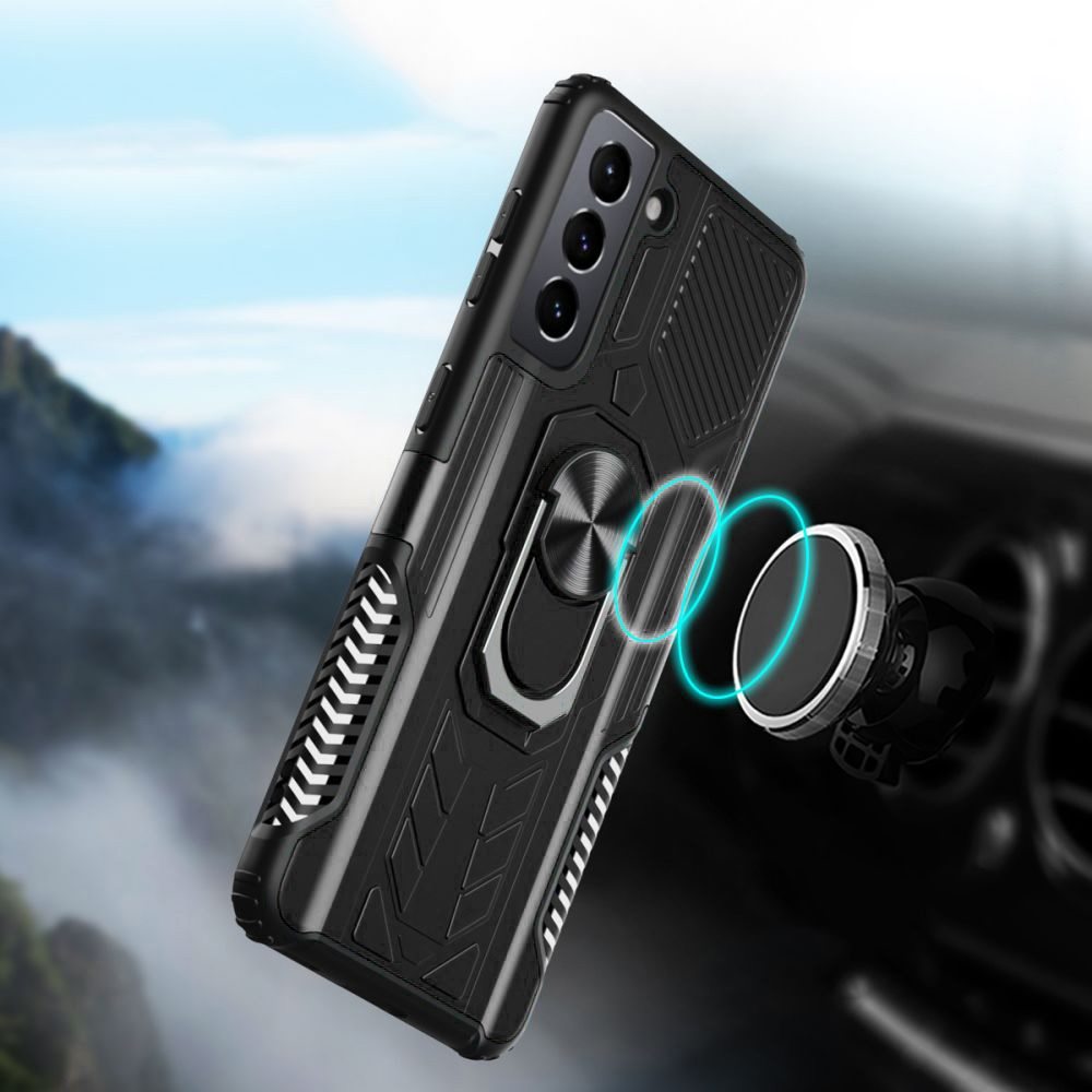 For Samsung Galaxy S21 FE /Fan Edition Military Grade Hybrid Heavy Duty 2 in 1 Hard PC and Silicone with Ring Stand Holder Phone Case Cover
