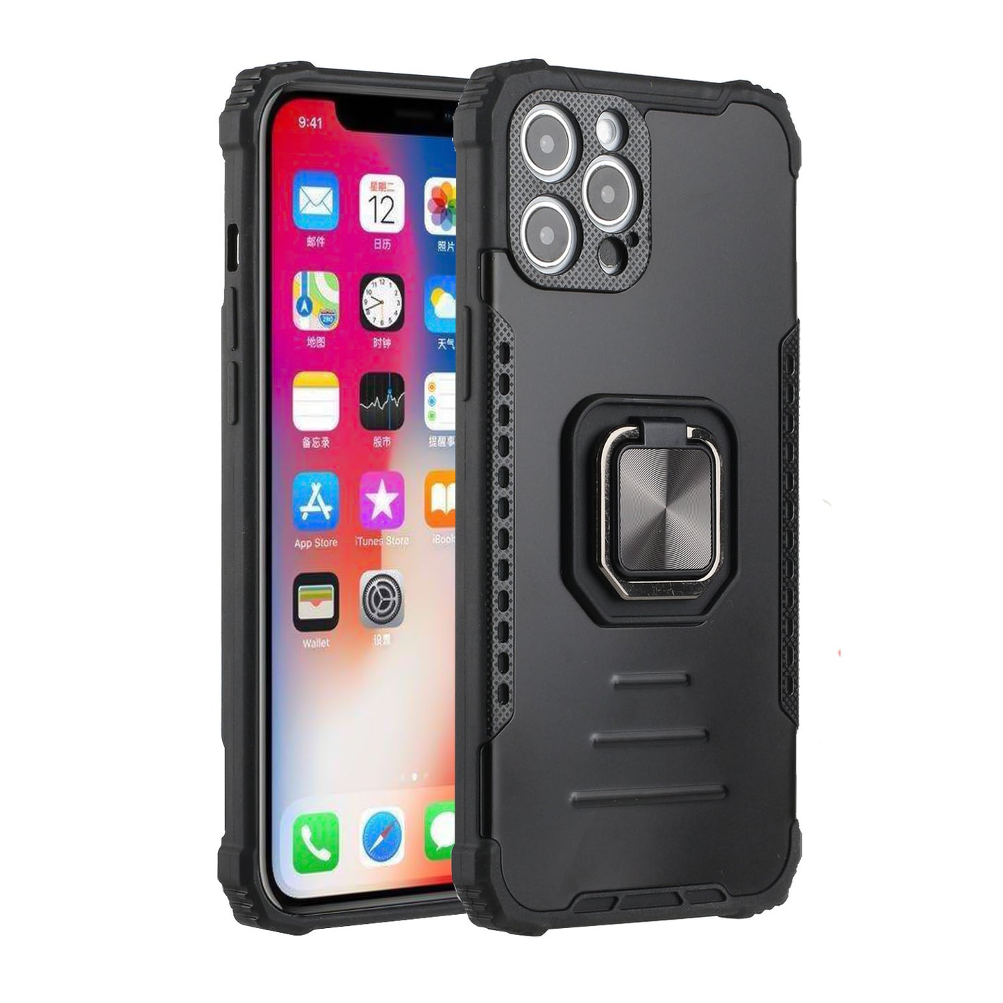 For Samsung Galaxy A12 5G Hybrid with Stand Magnetic Ring Kickstand Bumper Shockproof Armor Heavy Duty Military Grade Hard Phone Case Cover