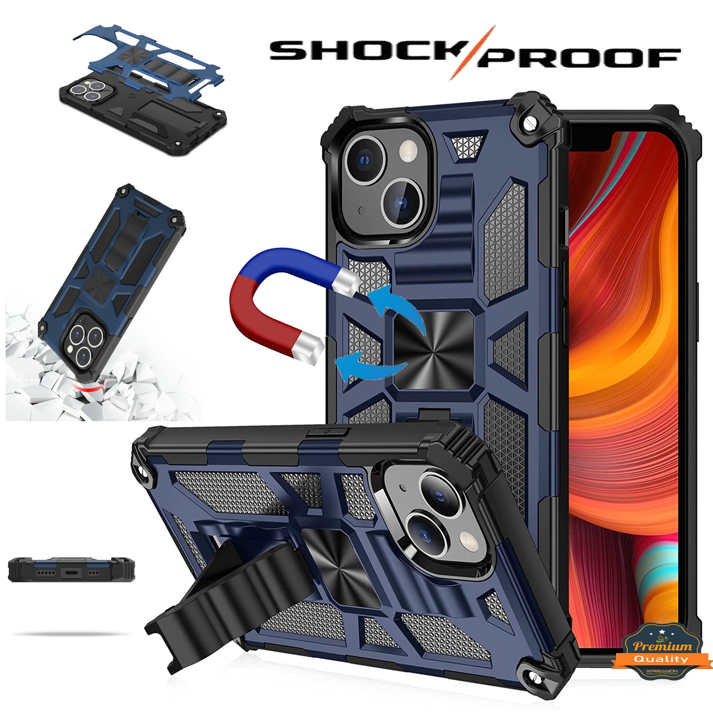 For Samsung Galaxy A03 Core Built in Magnetic Kickstand, Military Hybrid Bumper Heavy Duty Dual Layers Rugged Protective Phone Case Cover