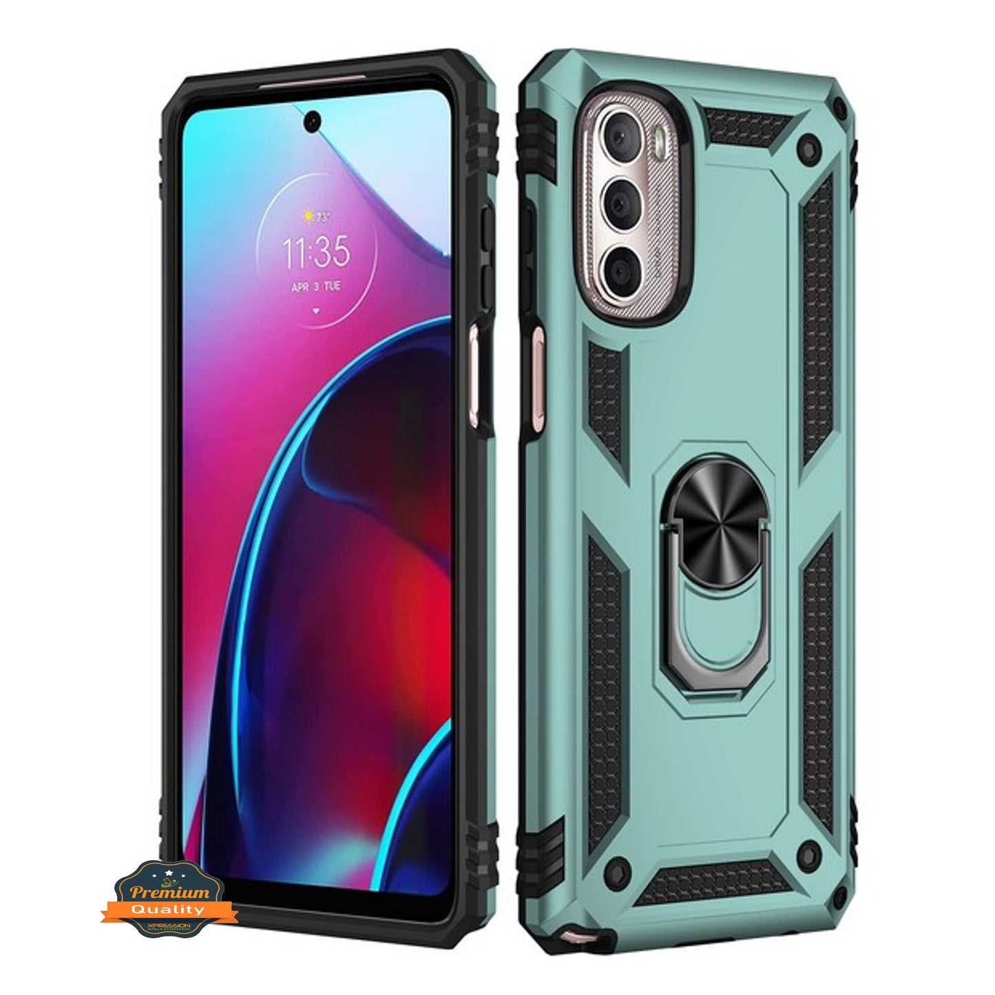 For Samsung Galaxy A03 Core Shockproof Hybrid Dual Layer PC + TPU with Ring Stand Metal Kickstand Heavy Duty Armor Shell Phone Case Cover